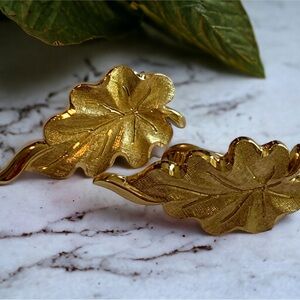 Vintage Monet Gold Leaf Clip-On Earrings